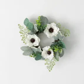 10.25" Sullivans Anemone Silvery Mini Wreath, Multicolored