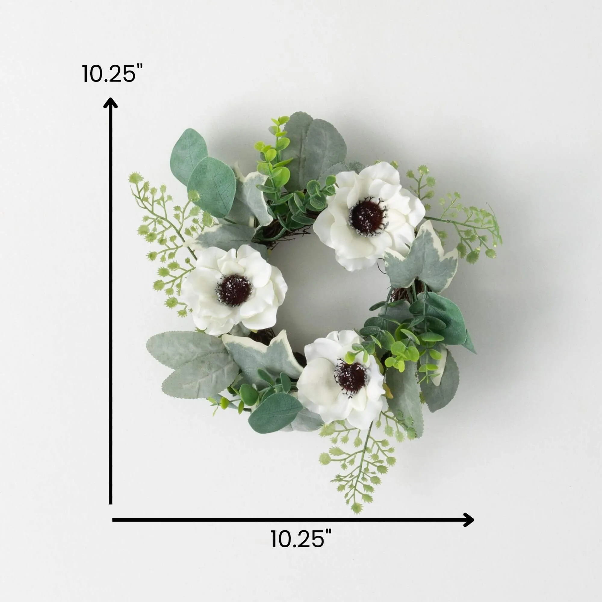 10.25" Sullivans Anemone Silvery Mini Wreath, Multicolored