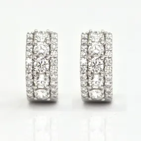 1.66CT Diamond Three Row Hoop earrings