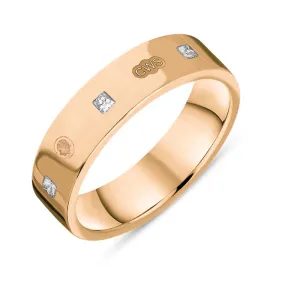 18ct Rose Gold 0.24ct Diamond King's Coronation Hallmark Princess Cut 5mm Ring