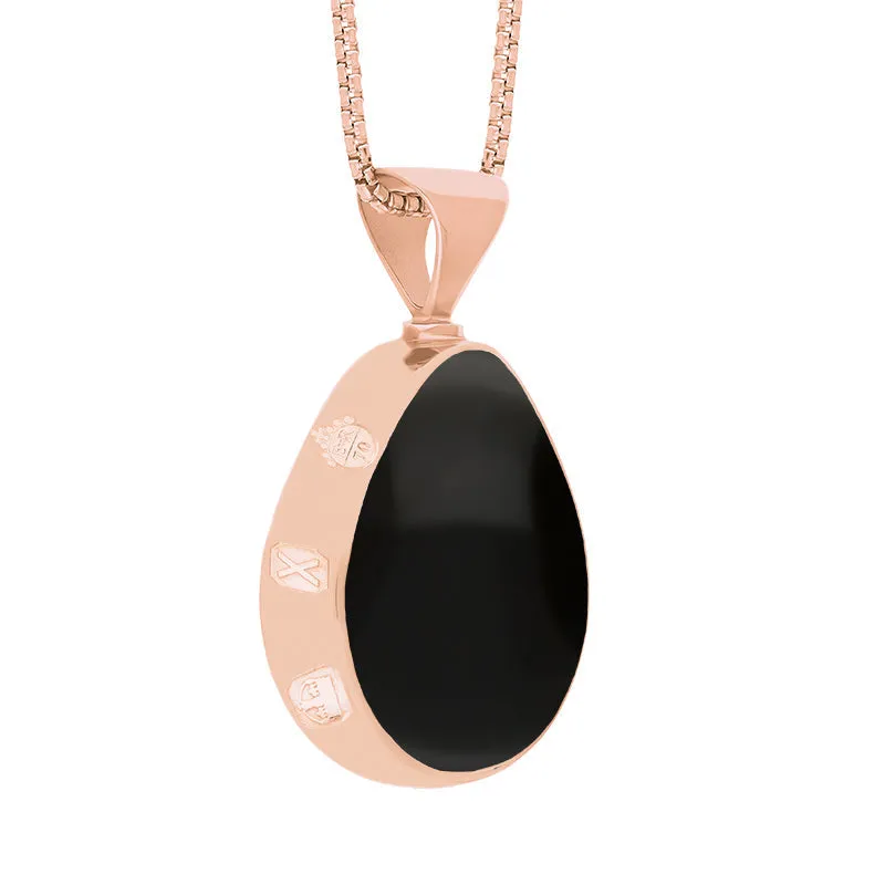 18ct Rose Gold Blue John Whitby Jet Queens Jubilee Hallmark Double Sided Pear-shaped Necklace