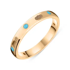 18ct Rose Gold Turquoise King's Coronation Hallmark 3mm Ring