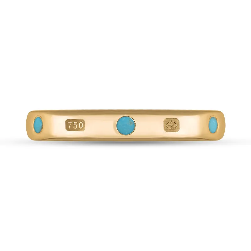 18ct Rose Gold Turquoise King's Coronation Hallmark 3mm Ring