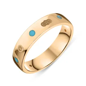 18ct Rose Gold Turquoise King's Coronation Hallmark 5mm Ring