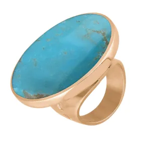 18ct Rose Gold Turquoise King's Coronation Hallmark Large Round Ring