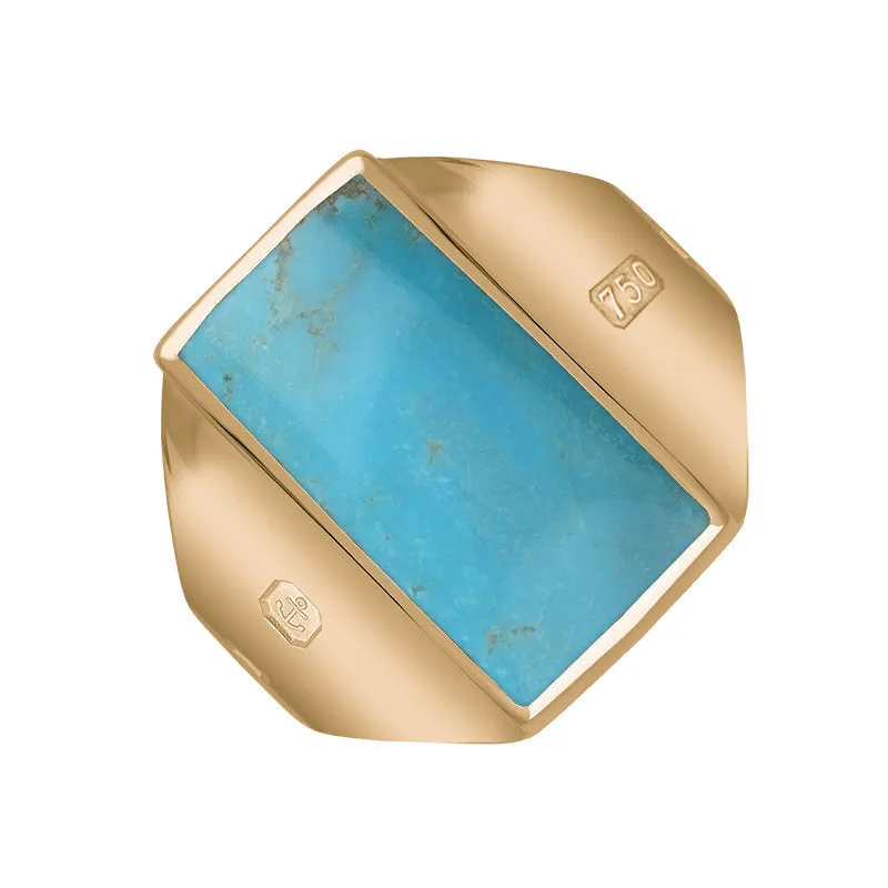 18ct Rose Gold Turquoise King's Coronation Hallmark Small Oblong Ring