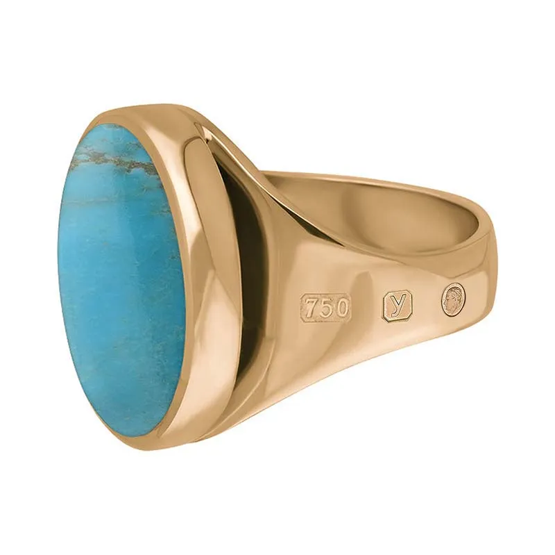 18ct Rose Gold Turquoise King's Coronation Hallmark Small Round Ring