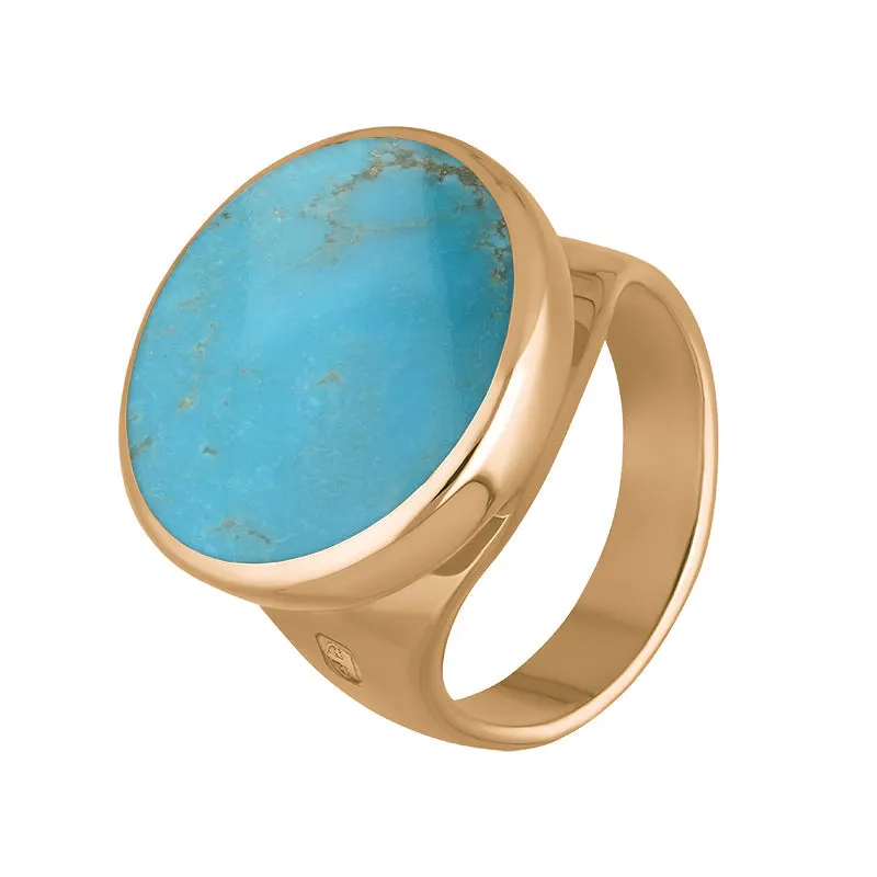 18ct Rose Gold Turquoise King's Coronation Hallmark Small Round Ring