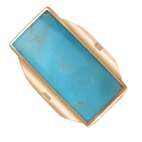 18ct Rose Gold Turquoise Queen's Jubilee Hallmark Large Oblong Ring