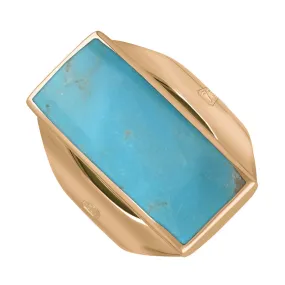 18ct Rose Gold Turquoise Queen's Jubilee Hallmark Medium Oblong Ring