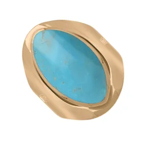 18ct Rose Gold Turquoise Queen's Jubilee Hallmark Medium Oval Ring