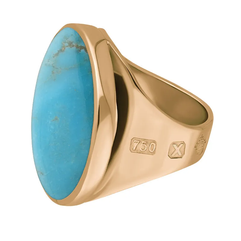 18ct Rose Gold Turquoise Queen's Jubilee Hallmark Medium Round Ring