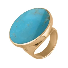 18ct Rose Gold Turquoise Queen's Jubilee Hallmark Medium Round Ring