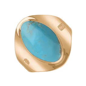 18ct Rose Gold Turquoise Queen's Jubilee Hallmark Small Oval Ring