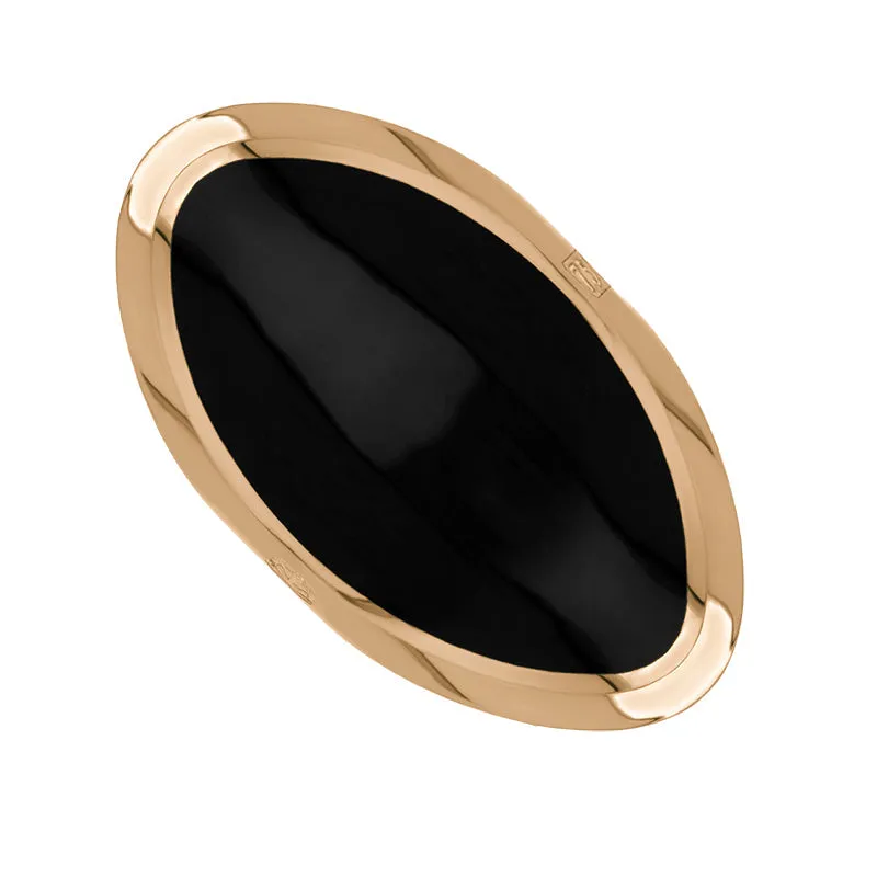 18ct Rose Gold Whitby Jet King's Coronation Hallmark Large Oval Ring