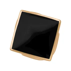 18ct Rose Gold Whitby Jet King's Coronation Hallmark Medium Rhombus Ring