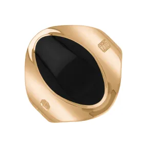 18ct Rose Gold Whitby Jet King's Coronation Hallmark Small Oval Ring