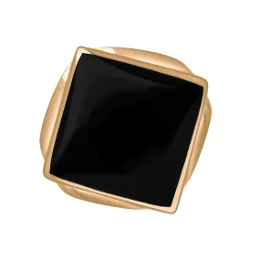 18ct Rose Gold Whitby Jet King's Coronation Hallmark Small Rhombus Ring