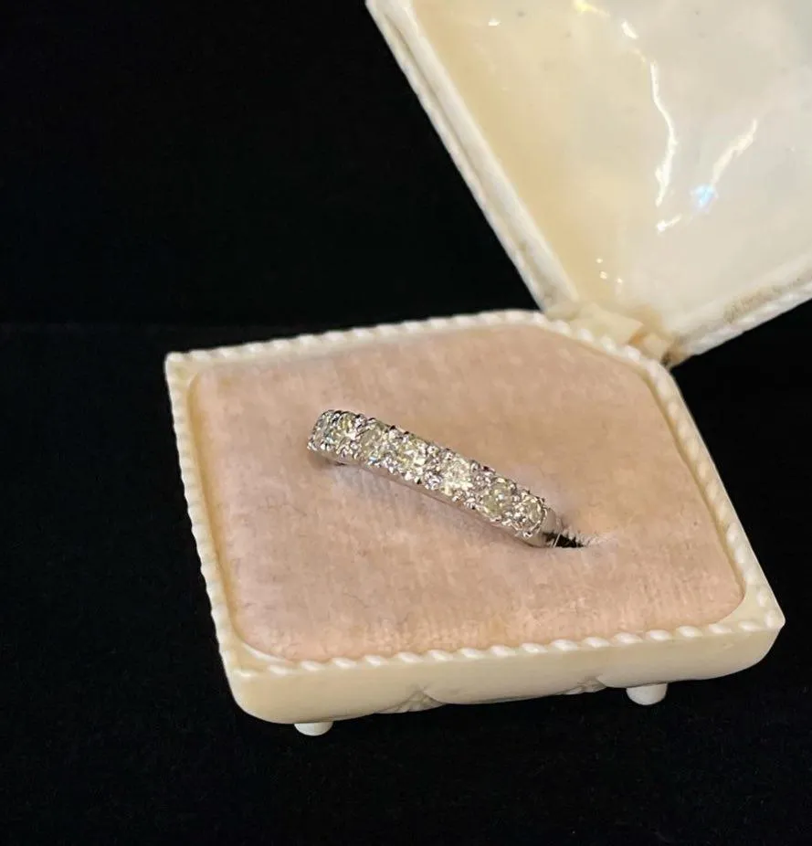 1940s Fancy Yellow Half Hoop Diamond Eternity Band