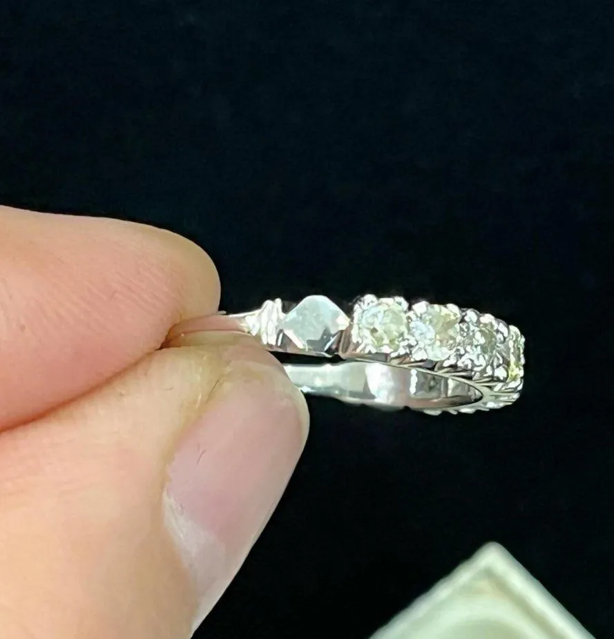 1940s Fancy Yellow Half Hoop Diamond Eternity Band