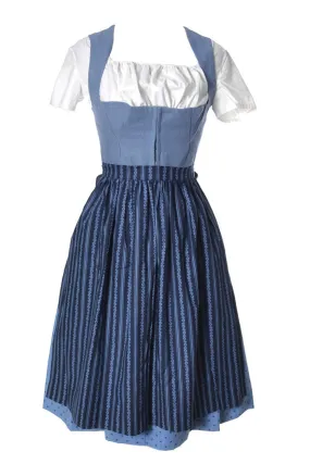 1950's 3 Piece Lanz of Salzburg Wien Innsbruck Austria Blue Dirndl Dress