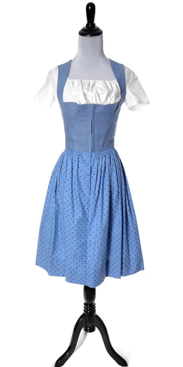 1950's 3 Piece Lanz of Salzburg Wien Innsbruck Austria Blue Dirndl Dress