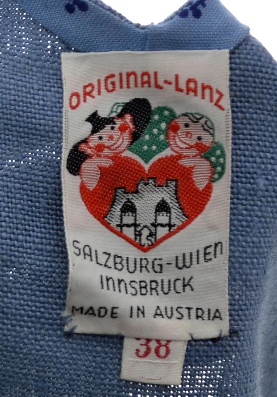 1950's 3 Piece Lanz of Salzburg Wien Innsbruck Austria Blue Dirndl Dress