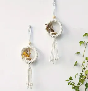 1pc, Rustic Wooden Ring Wall Hanging With Tassels, Boho Chic