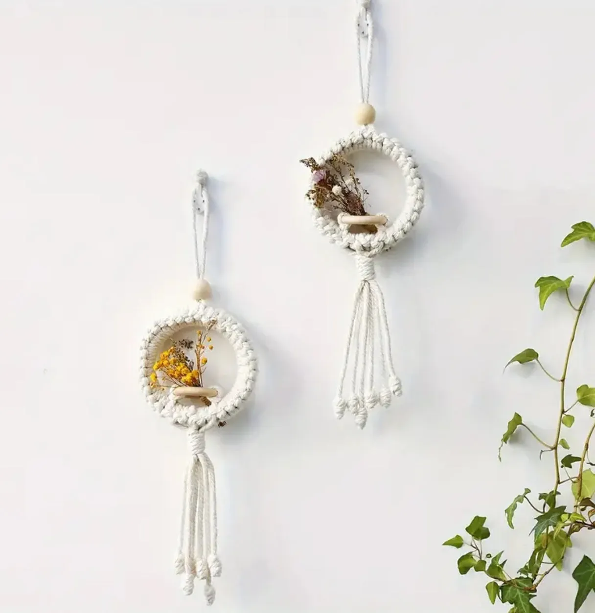 1pc, Rustic Wooden Ring Wall Hanging With Tassels, Boho Chic