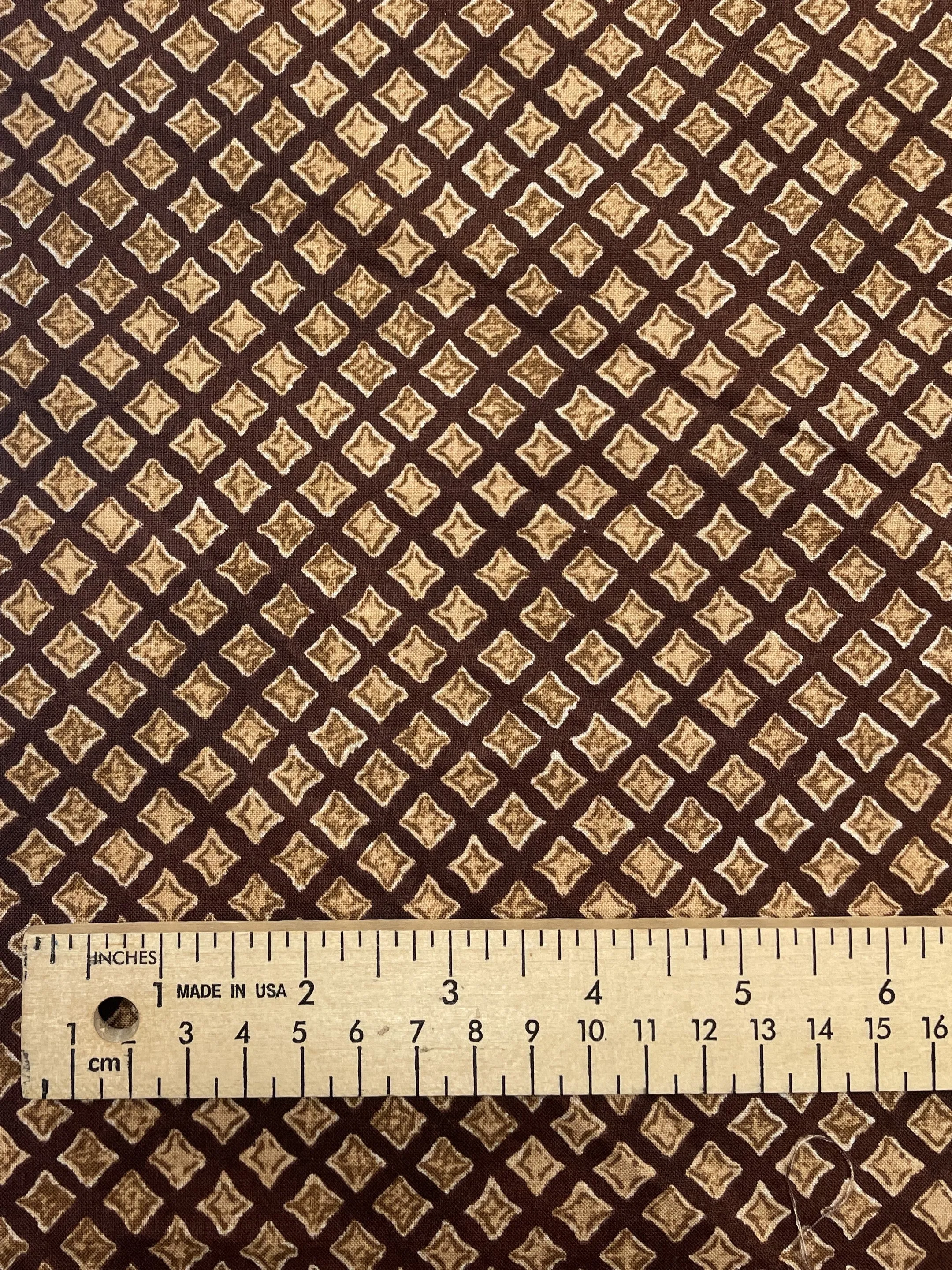 2006 Quilting Cotton - Dark Brown with Mottled Brown Diamonds