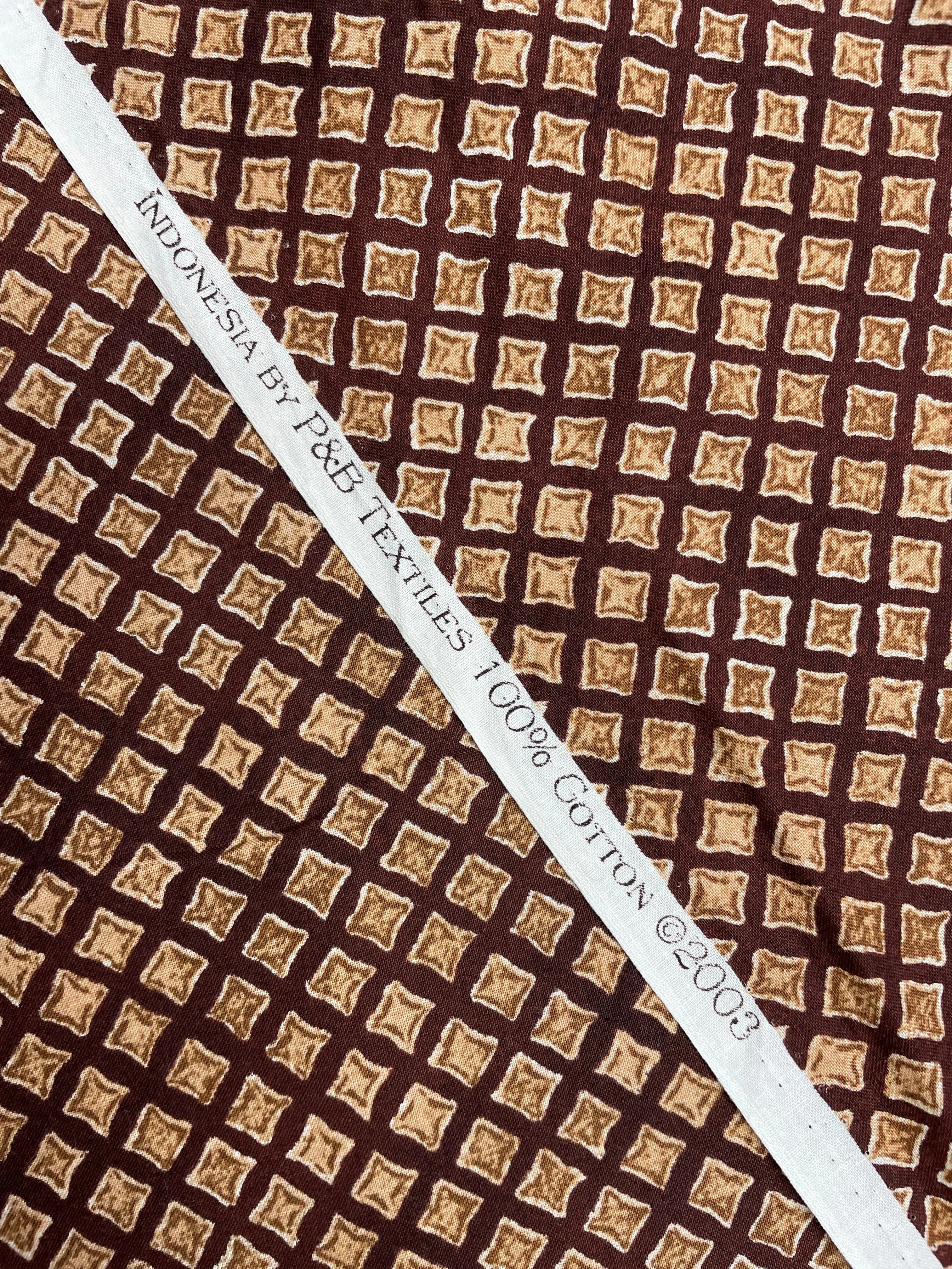 2006 Quilting Cotton - Dark Brown with Mottled Brown Diamonds