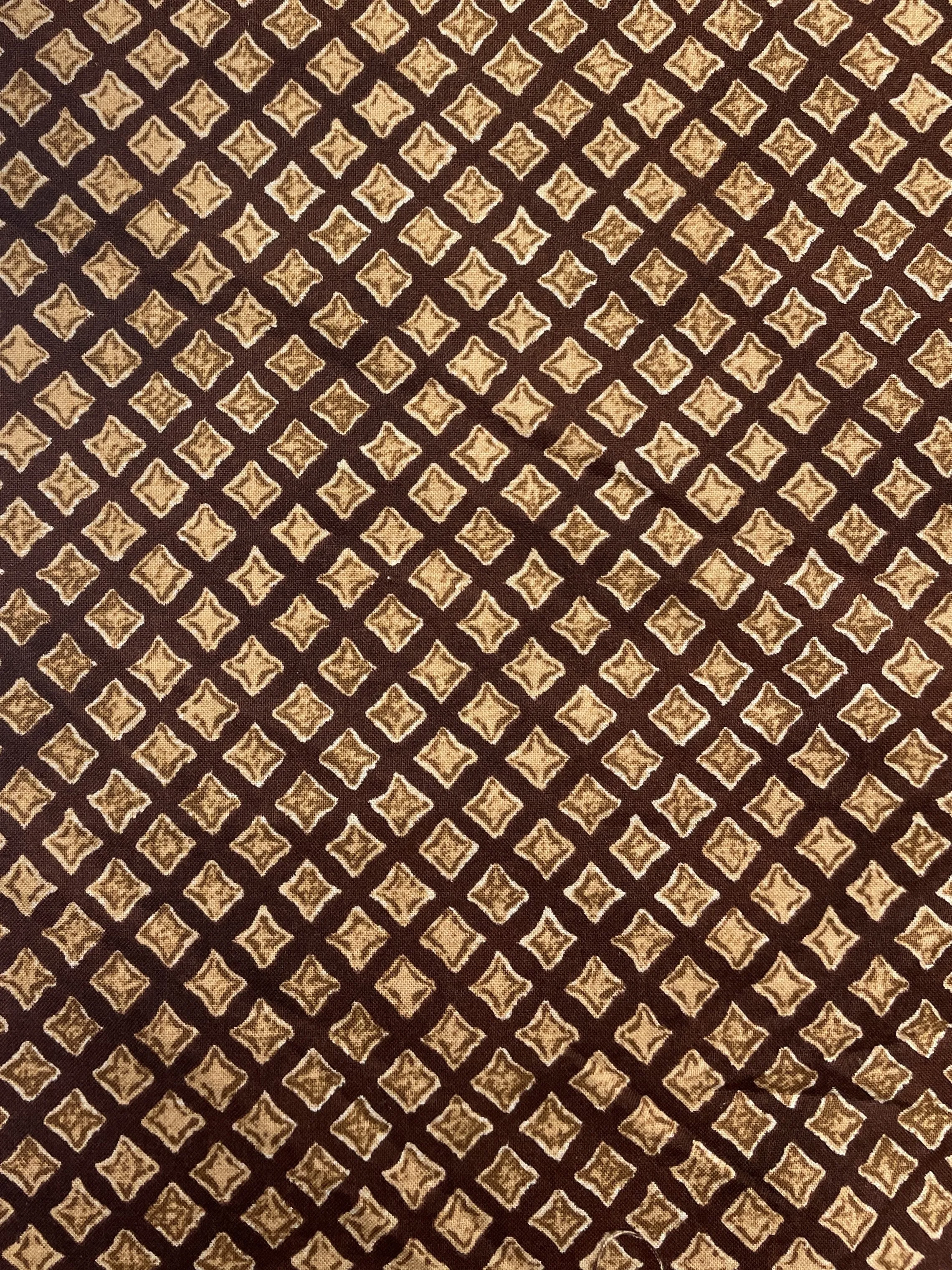 2006 Quilting Cotton - Dark Brown with Mottled Brown Diamonds