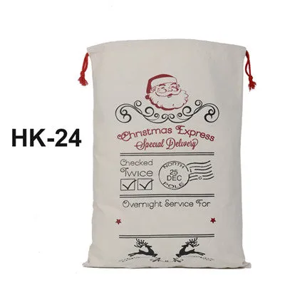 32 Styles Christmas Gift 2018 Santa Sacks 1pc Drawstring Canvas Santa Sack Xmas Canvas Bag Large Santa Claus Gift Bag Handmade