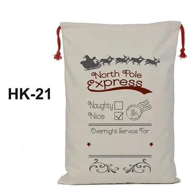 32 Styles Christmas Gift 2018 Santa Sacks 1pc Drawstring Canvas Santa Sack Xmas Canvas Bag Large Santa Claus Gift Bag Handmade