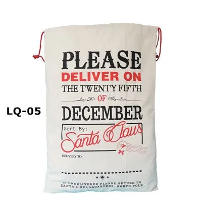 32 Styles Christmas Gift 2018 Santa Sacks 1pc Drawstring Canvas Santa Sack Xmas Canvas Bag Large Santa Claus Gift Bag Handmade