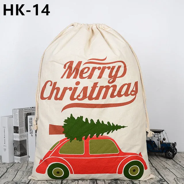 32 Styles Christmas Gift 2018 Santa Sacks 1pc Drawstring Canvas Santa Sack Xmas Canvas Bag Large Santa Claus Gift Bag Handmade