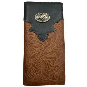 3D Mens Floral Embossed Concho Leather Rodeo Wallet DW1510