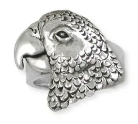 African Grey Parrot Ring Solid Sterling Silver Jewelry   AFG2-R