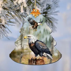 Alaskan Bald Eagles Tree Wooden Ornaments by G.Debrekht - Wildlife Holiday Décor - 870006