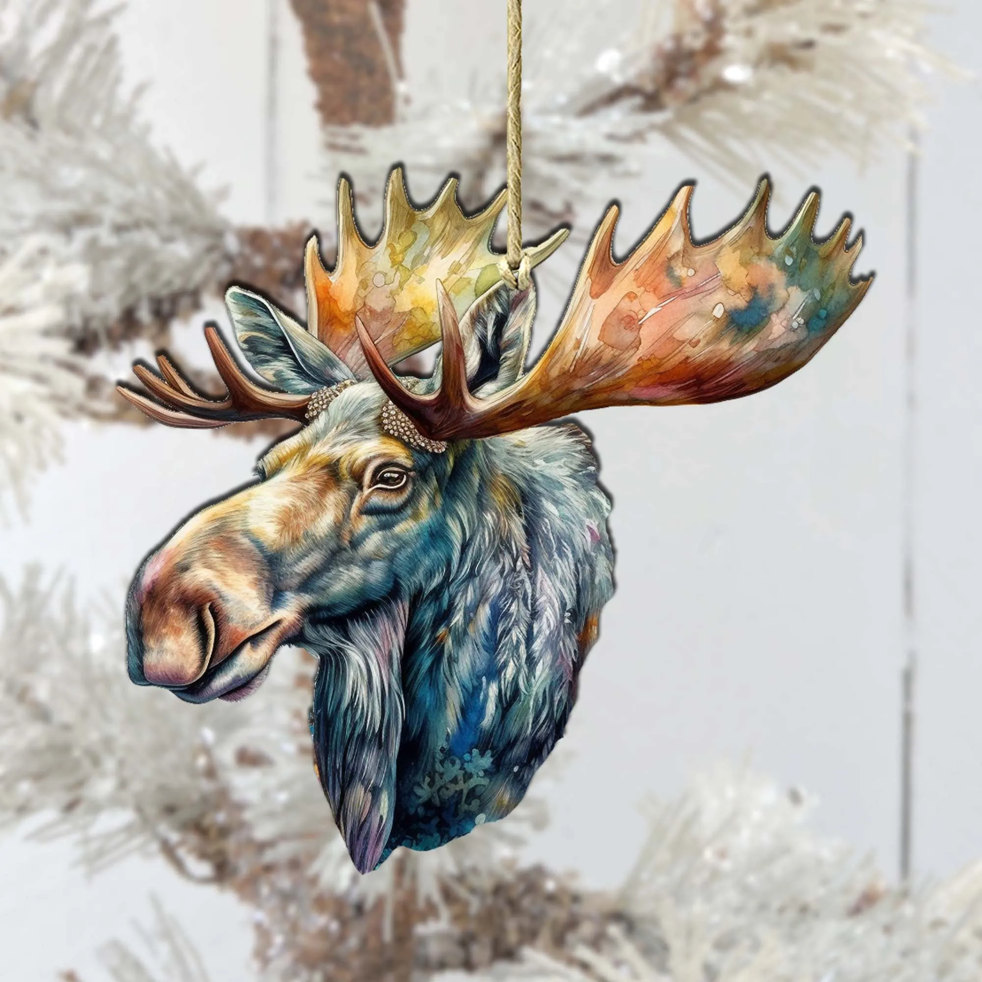 Alaskan Majestic Moose Wooden Ornaments by G.Debrekht - Wildlife Holiday Décor - 8710108-1