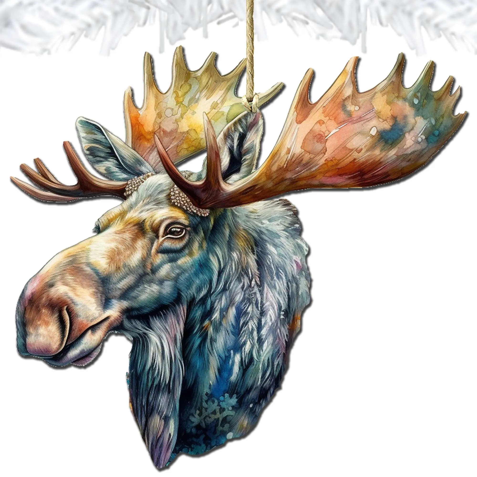 Alaskan Majestic Moose Wooden Ornaments by G.Debrekht - Wildlife Holiday Décor - 8710108-1