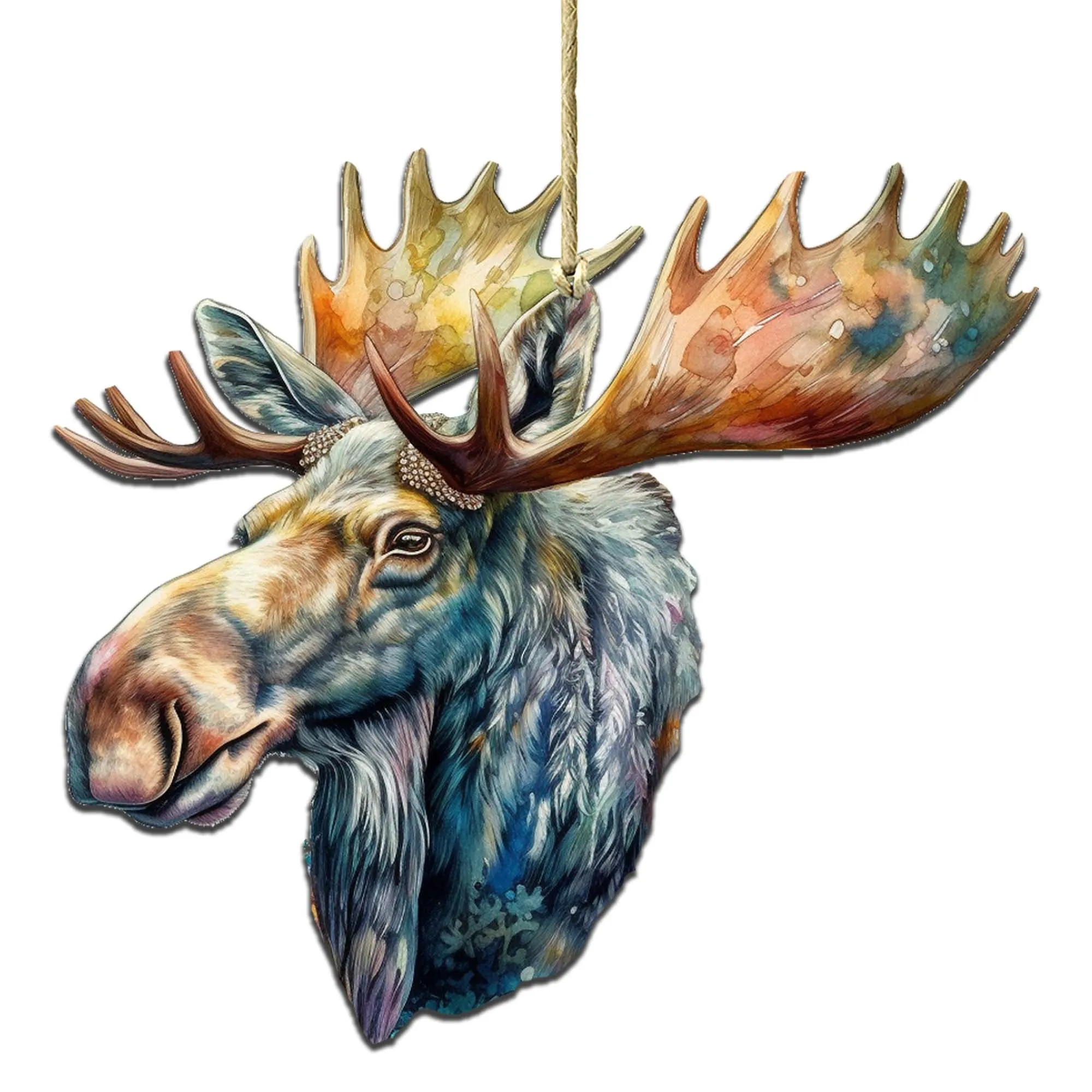 Alaskan Majestic Moose Wooden Ornaments by G.Debrekht - Wildlife Holiday Décor - 8710108-1