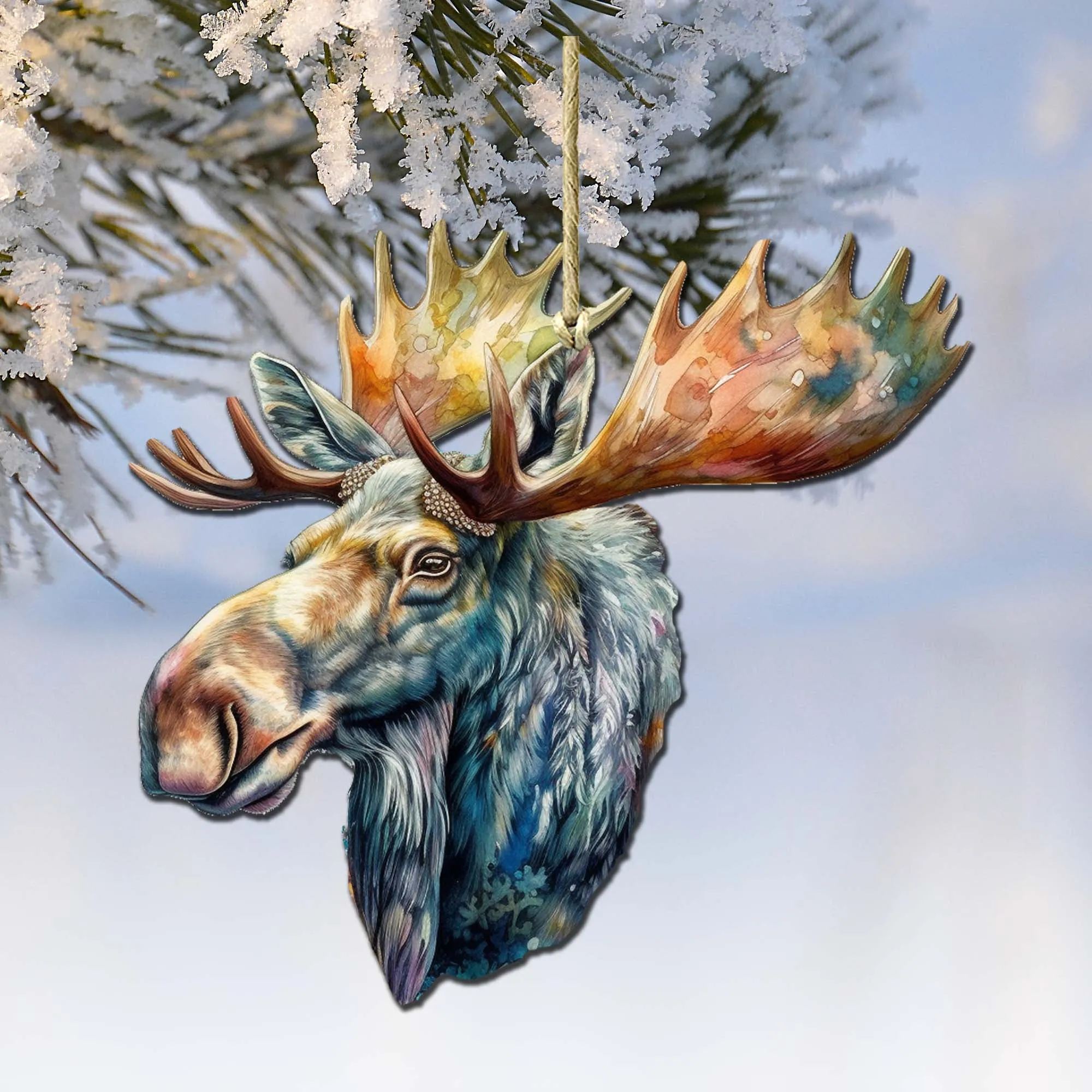 Alaskan Majestic Moose Wooden Ornaments by G.Debrekht - Wildlife Holiday Décor - 8710108-1