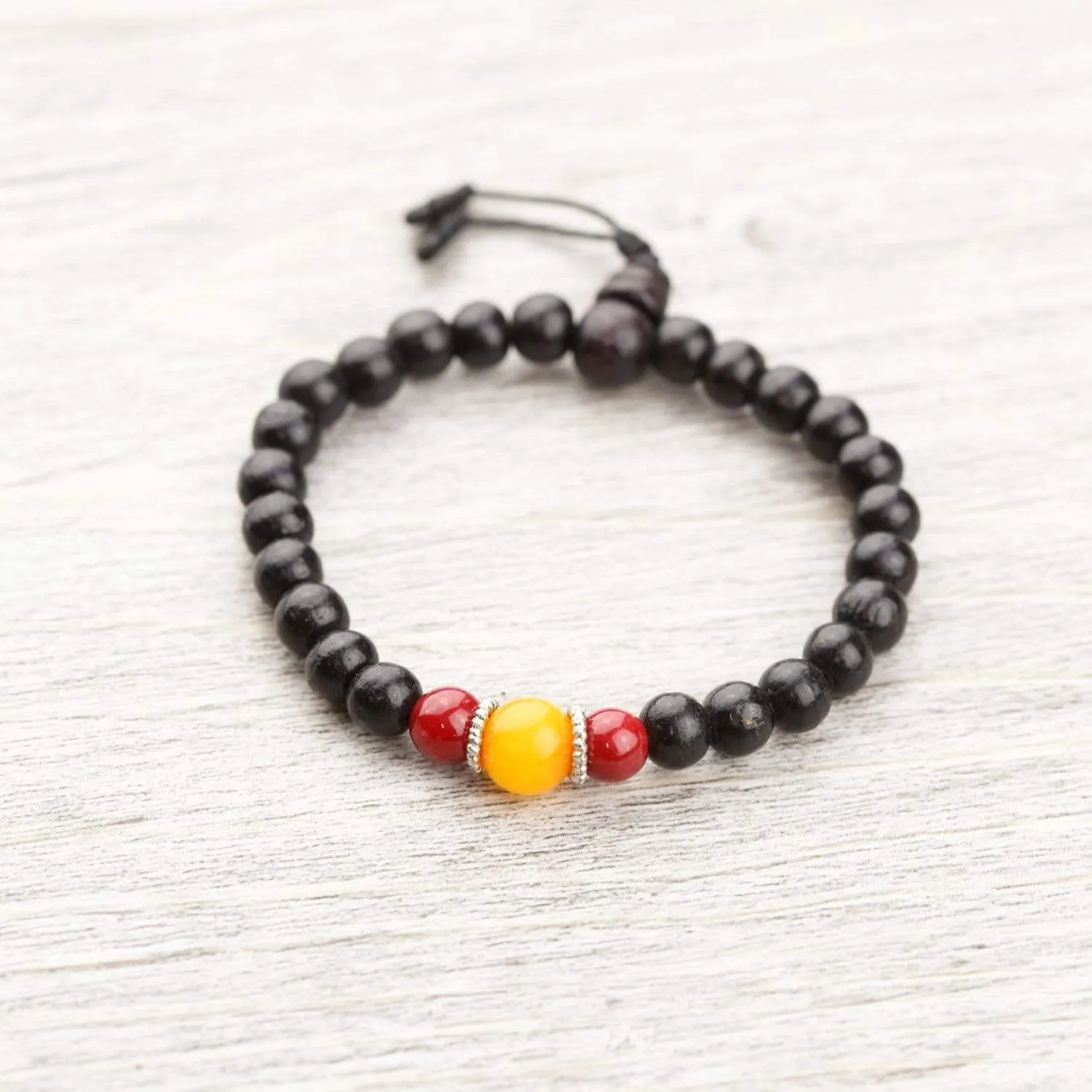 Amber Coral Rosewood Wrist Mala