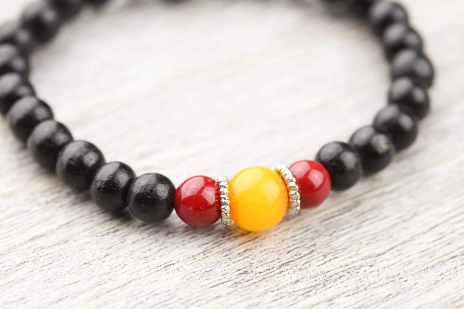 Amber Coral Rosewood Wrist Mala