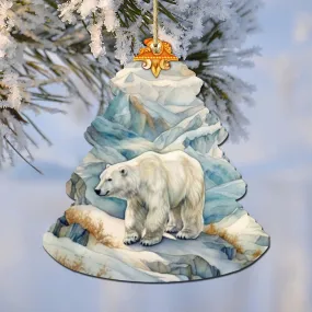 Arctic Glacier Polar Bear Tree Wooden Ornaments by G.Debrekht - Wildlife Holiday Décor - 870011