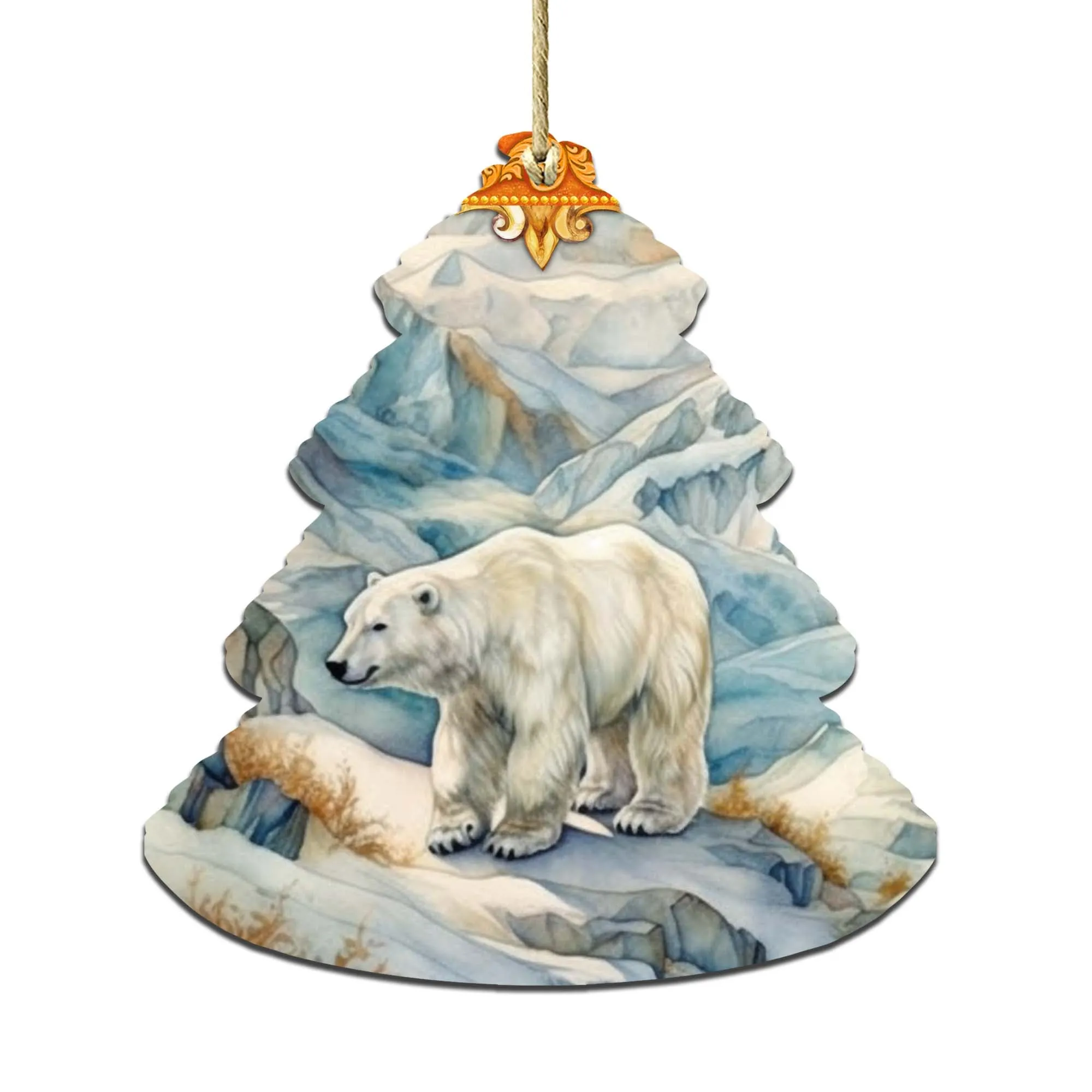 Arctic Glacier Polar Bear Tree Wooden Ornaments by G.Debrekht - Wildlife Holiday Décor - 870011