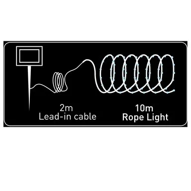 Arlec 10m Cool White Solar Powered Thin LED Rope Light