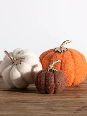 Assorted Set of 3 Felt Decorative Pumpkins