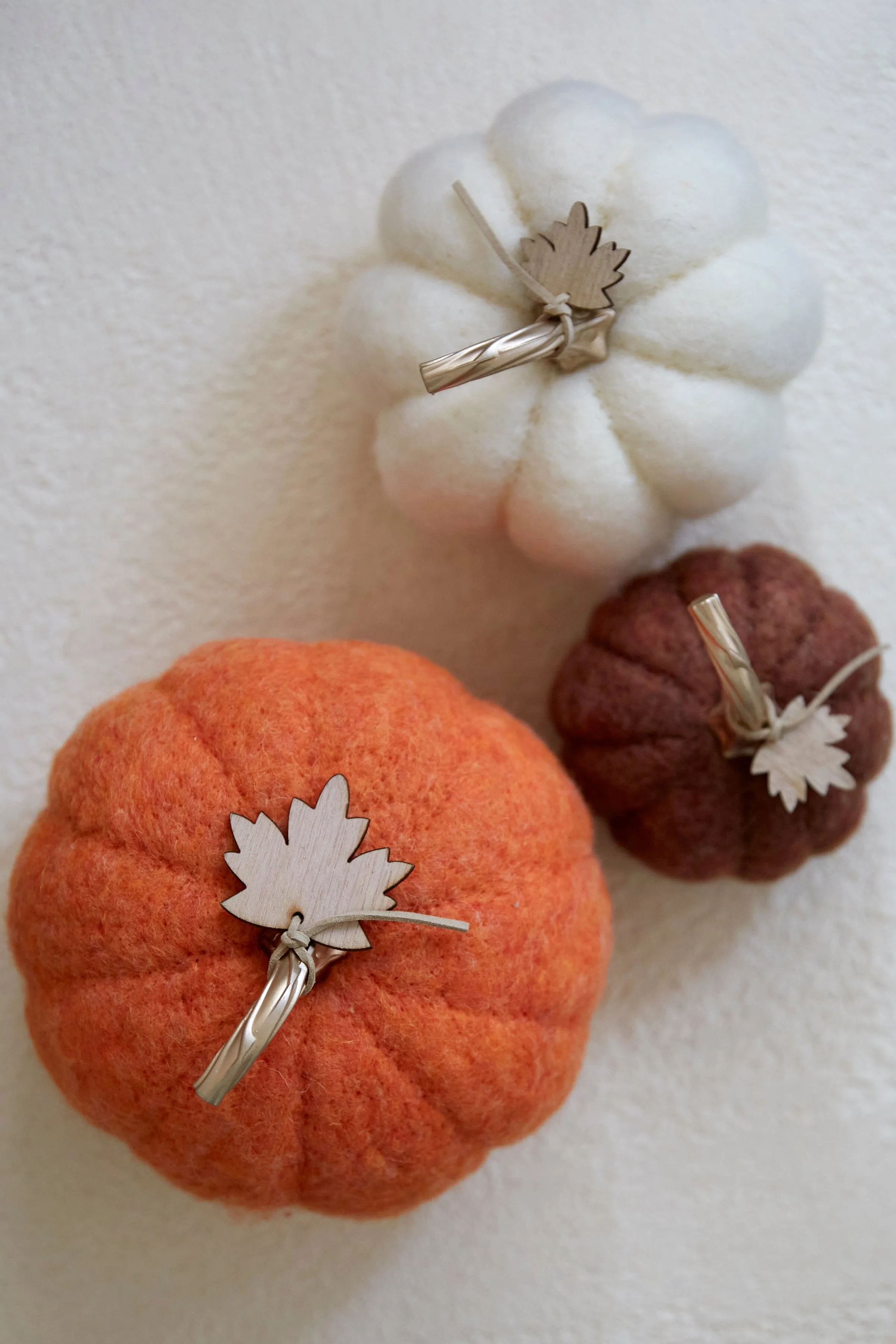 Assorted Set of 3 Felt Decorative Pumpkins